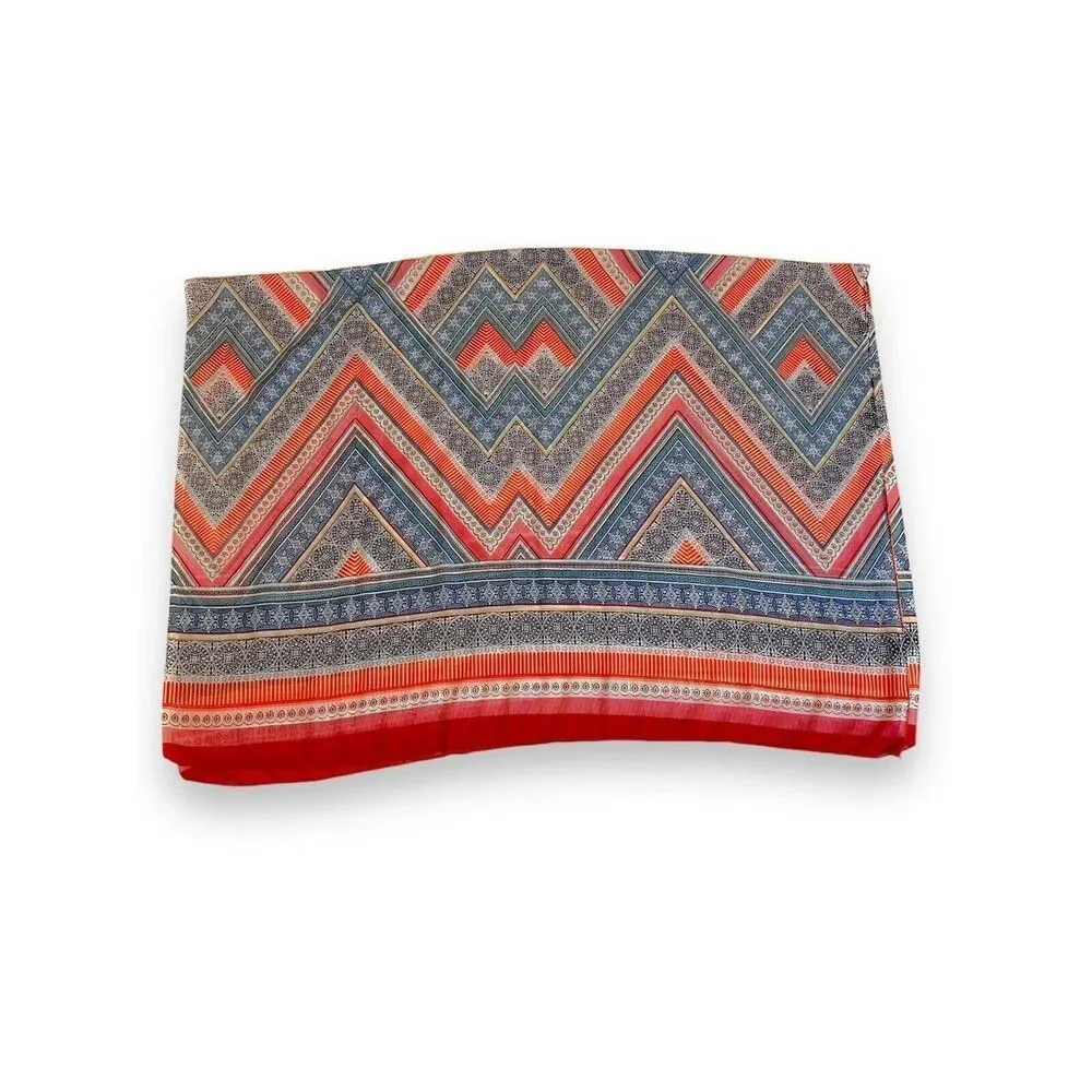 Red & Blue Paisley Rectangular Scarf 44.5